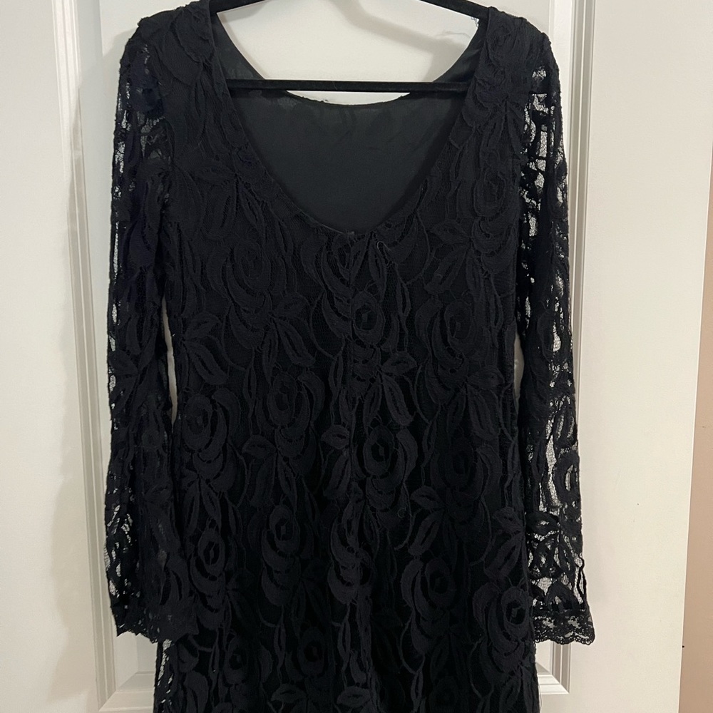 Black Long Sleeve Lace Dress - NYE, Nee Years, Wedding, little black dress - Picture 5 of 8